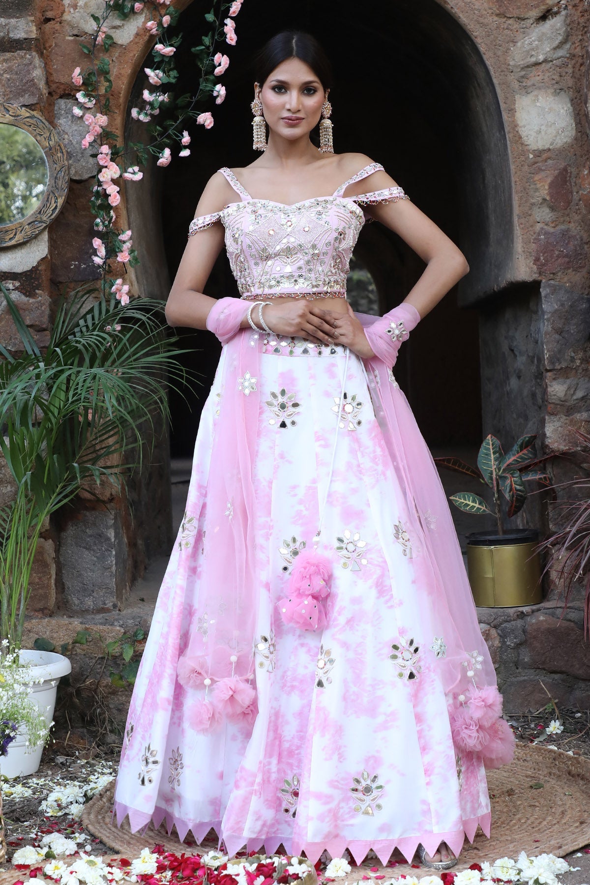 Buy Lilac Zari Tie-Dye Lehenga Set by Nitisha Kashyap for women online at ScrollnShops